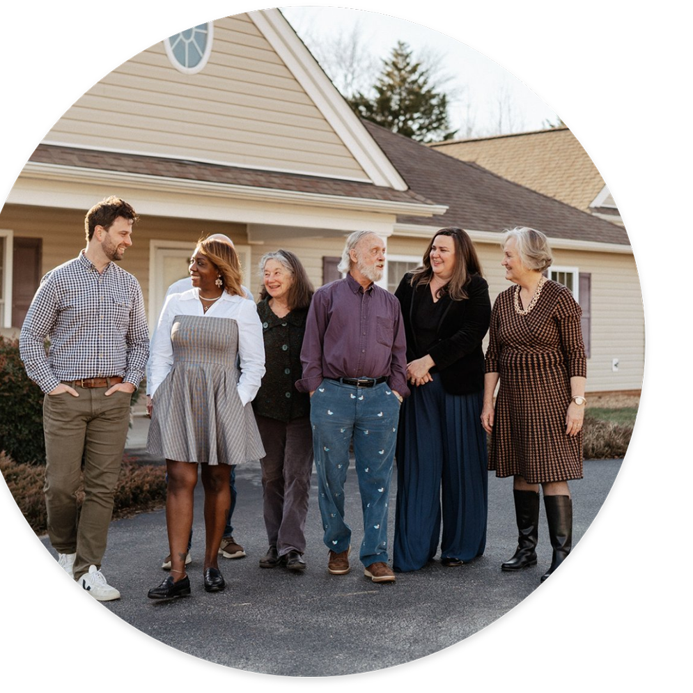 Our Impact graphic - board members outside home